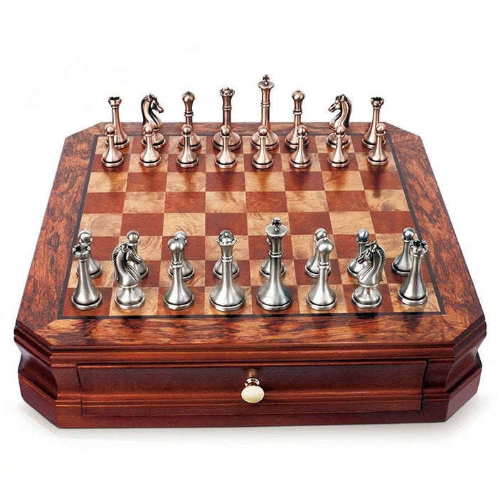 High-end 30.5cm (12") international chess set with metal pieces and two extra queens