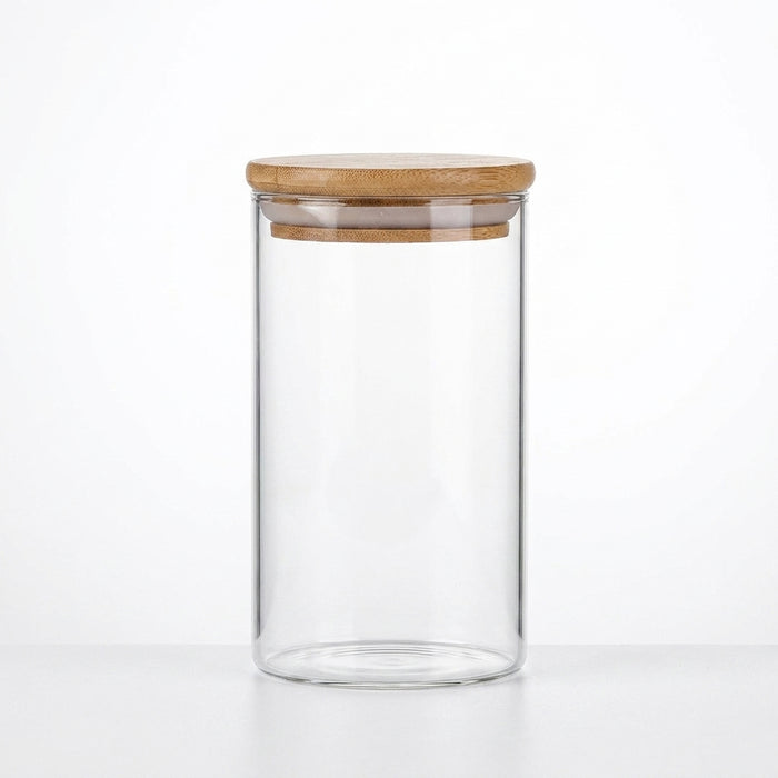 Glass Food Storage Jar with Wood Lid — Airtight Kitchen Storage (250/400/520/1000ml)