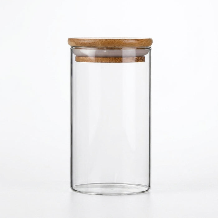 Glass Food Storage Jar with Wood Lid — Airtight Kitchen Storage (250/400/520/1000ml)