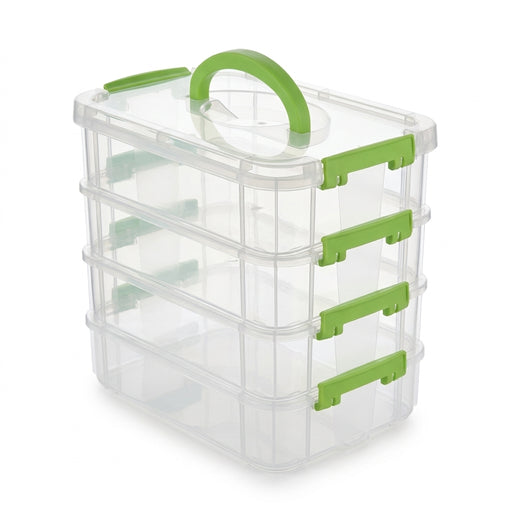 4-Layer Transparent Plastic Storage Box with Partitioned Drawers