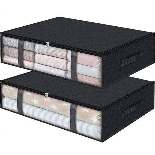 2-Pack Large Under-Bed Storage Bags with Clear Window and Reinforced Handles
